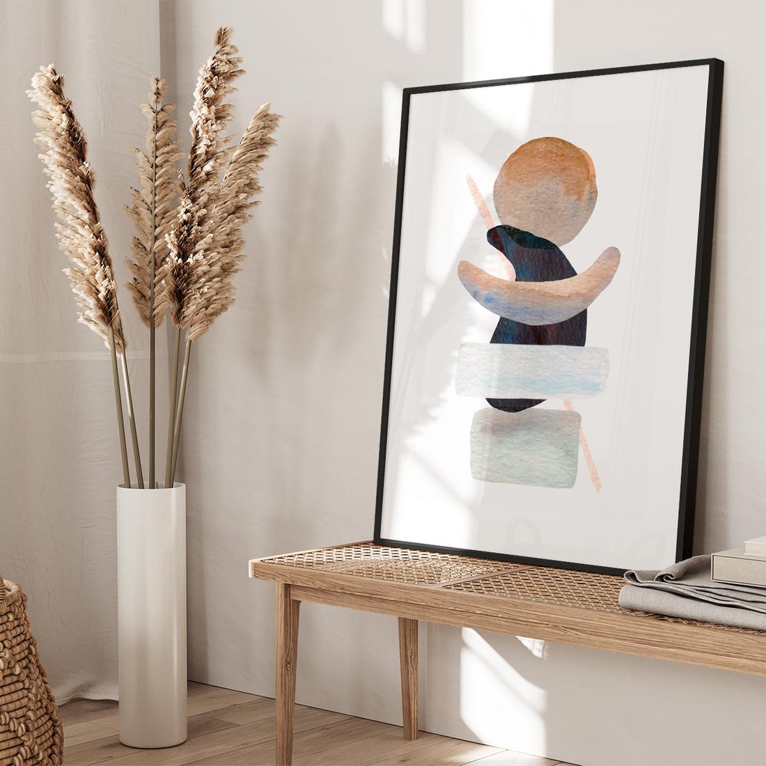 Plakat w ramie 40x50 - Rozkwitające Nowe Wymyślności - abstrakcja, akwarelowe plamy - rama czarna