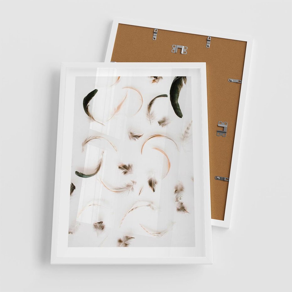 Plakat w ramie 50x70 - Kompozycja z Piór - pióra, kompozycja - rama biała