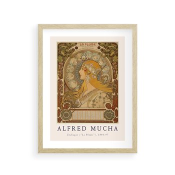 Plakat w ramie 40x50 - Mucha: Reprodukcja i Typografia na Plakacie - reprodukcja, alfons mucha - rama drewno