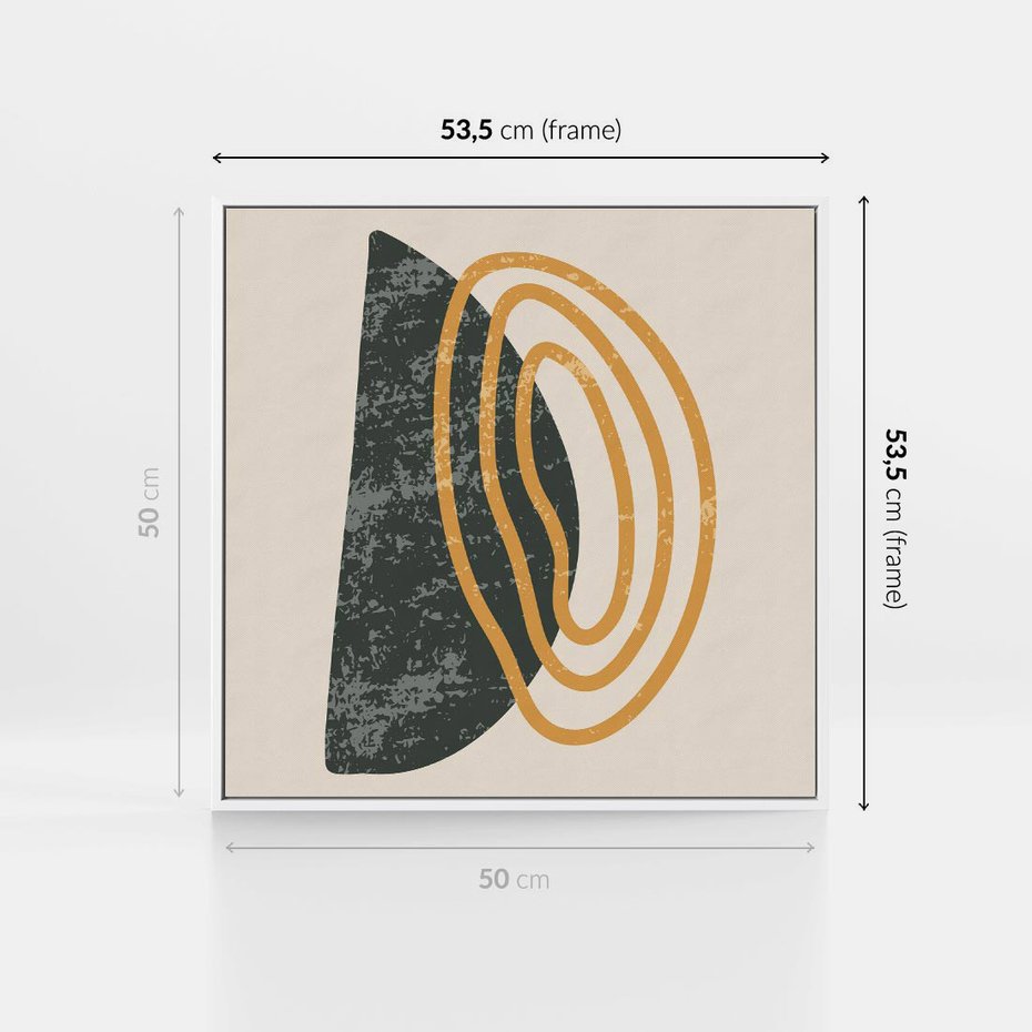 Obraz w ramie 50x50 - Nowoczesne Dialogi Materii - nowoczesny plakat, abstrakcyjne kształty - rama biała