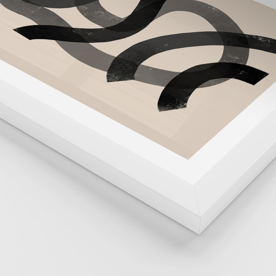 Plakat w ramie 30x40 - Strukturalne Odbicia Innowacji - zaplątane minimalistyczne linie, na bezowym tle - rama biała