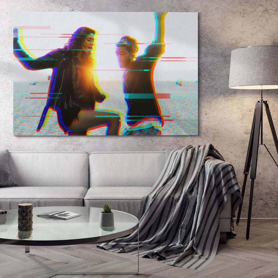 Obraz na płótnie 100x70 - Taniec tęsknot - zdjęcie w stylu retro, dodane kolorowe akcenty