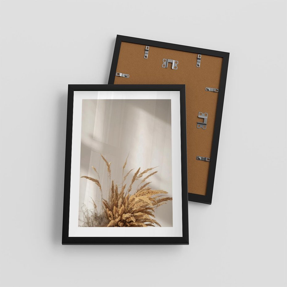 Plakat w ramie 30x40 - Natura i Elegancja: Obraz Boho - trawy, boho - rama czarna