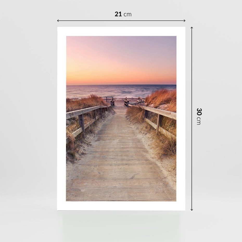 Plakat bez ramy 21x30 - Spacer Wśród Przyboju - dróżka, morze