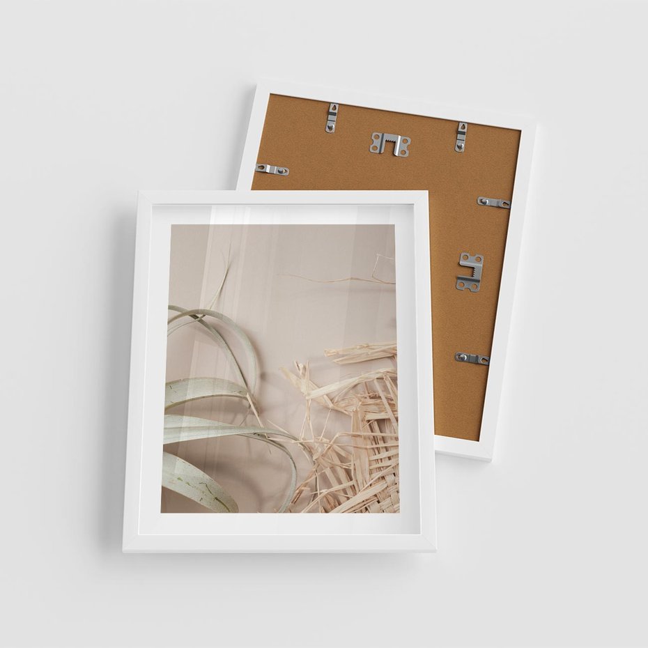 Plakat w ramie 40x50 - Boho urok suchych liści - suche, liście - rama biała