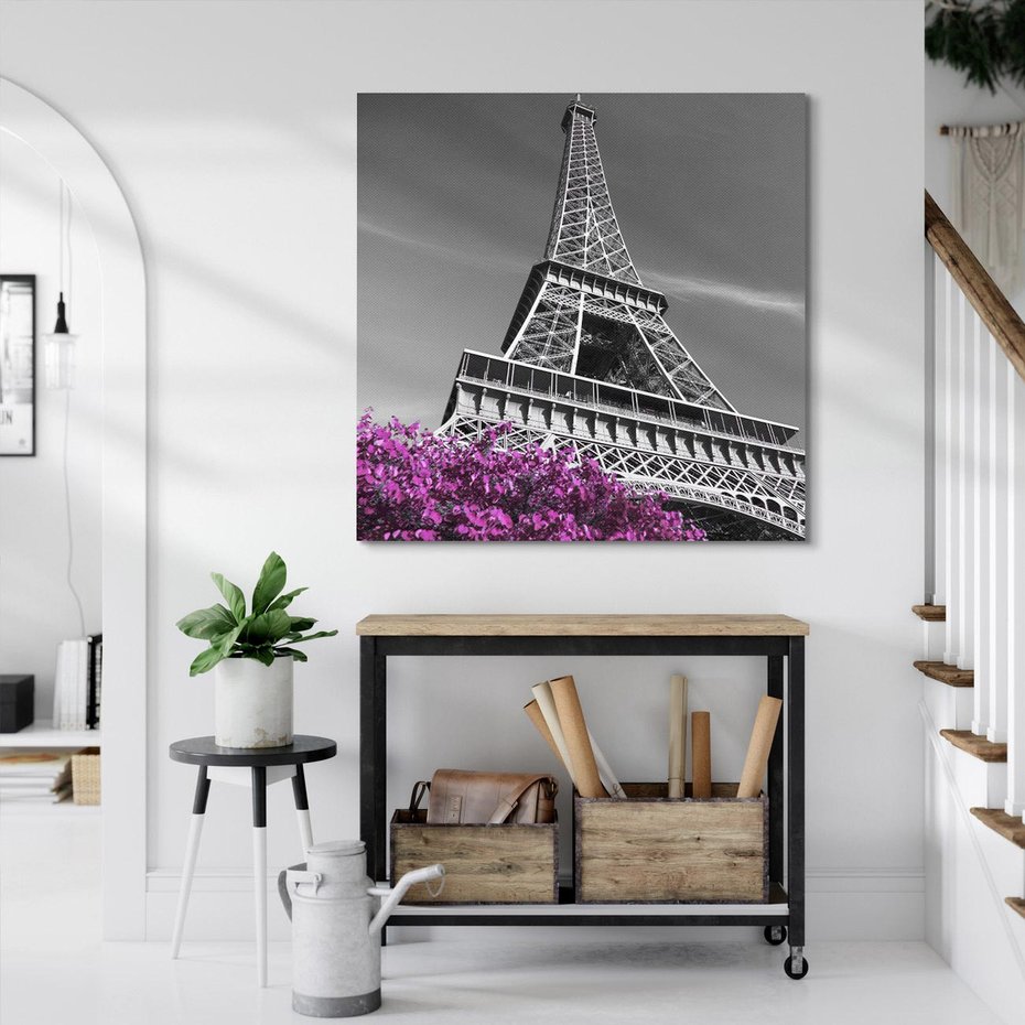 Obraz na płótnie 40x40 - Urok Eiffla w Paryżu - Eiffla, Paryż