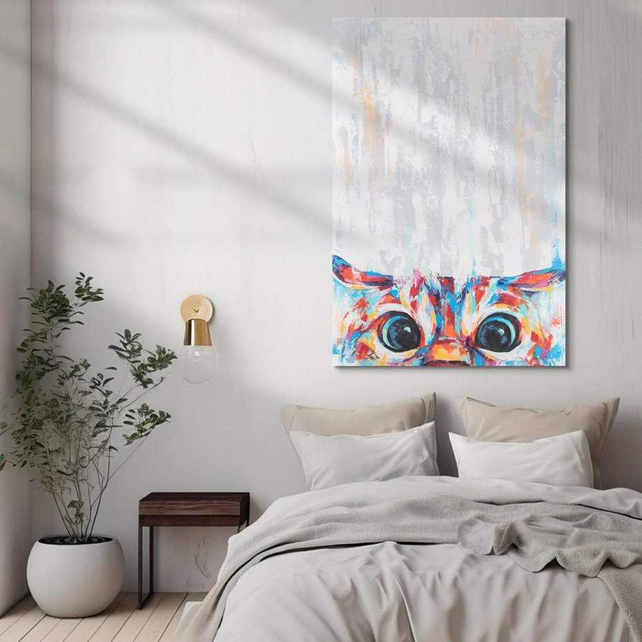 Obraz na płótnie 70x100 - Co ja Widzę - obraz olejny, śmieszny obraz kota