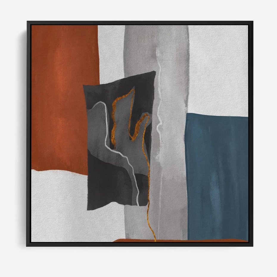 Obraz w ramie 50x50 - Nowoczesna geometria - nowoczesny, geometryczny - rama czarna