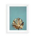 Plakat w ramie 50x70 - Piękno Natury - złote, liście - rama biała