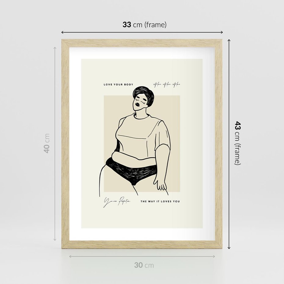 Plakat w ramie 30x40 - Elegancja Kobiecej Formy - nowoczesna sztuka kobieca, plakat - rama drewno
