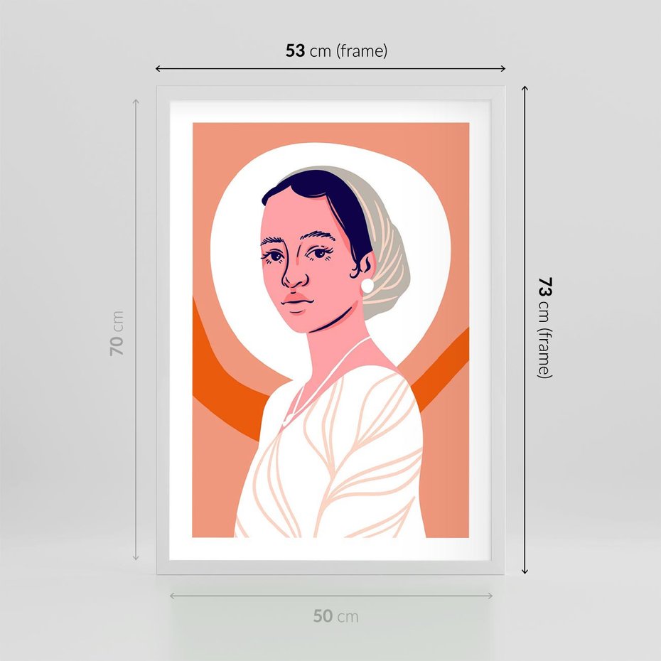 Plakat w ramie 50x70 - Kobieca Harmonia - nowoczesny plakat, styl retro - rama biała