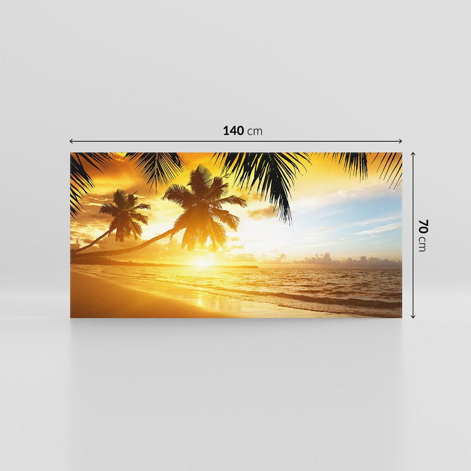 Obraz na płótnie 140x70 - Sielska plaża z palmami i morzem - plaża, morze