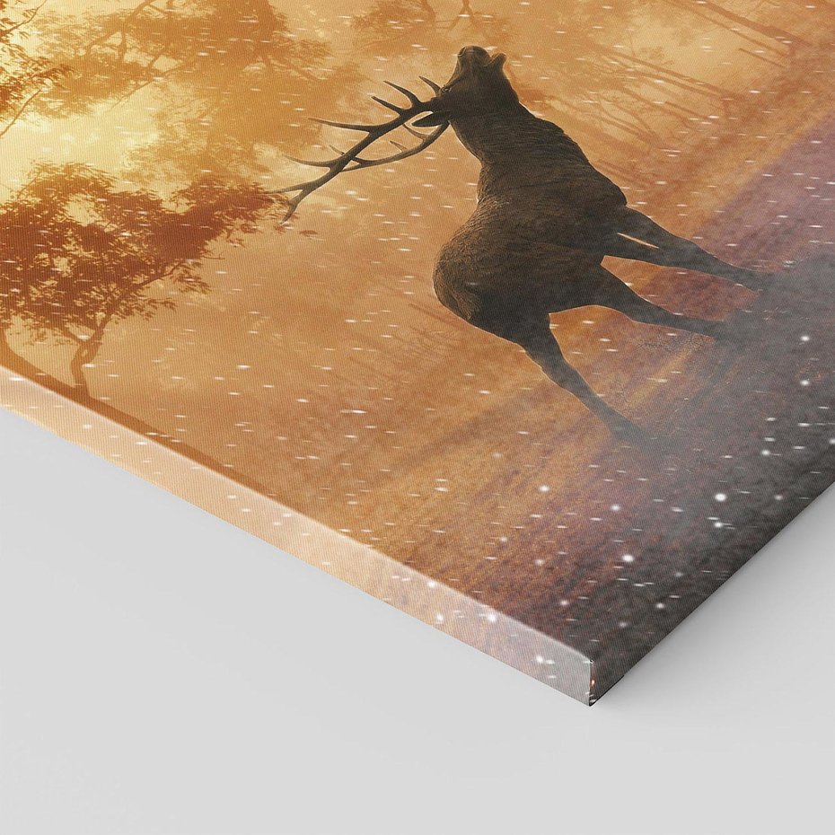 Obraz na płótnie 80x80 - Spotkanie jelena w lesie - jeleń, las