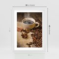Plakat w ramie 30x40 - Kawowa filiżanka pełna aromatu - kawa, filiżanka - rama biała