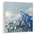 Obraz w ramie 80x80 - Majestat Błękitnych Szczytów - olejny obraz, górski pejzaż - rama biała
