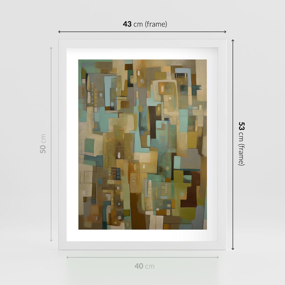 Plakat w ramie 40x50 - Kolorowe Wyobrażenia - abstrakcyjny obraz, mnogość kolorów - rama biała