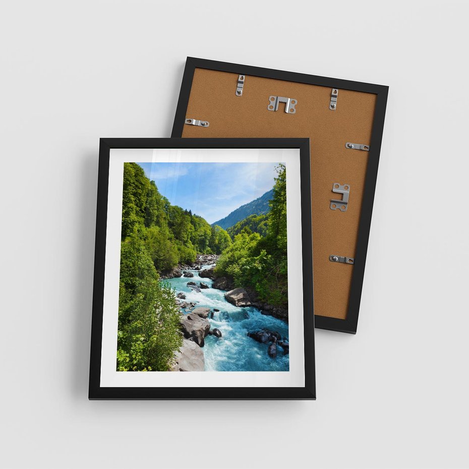 Plakat w ramie 40x50 - Górski strumyk - strumyk, góry - rama czarna
