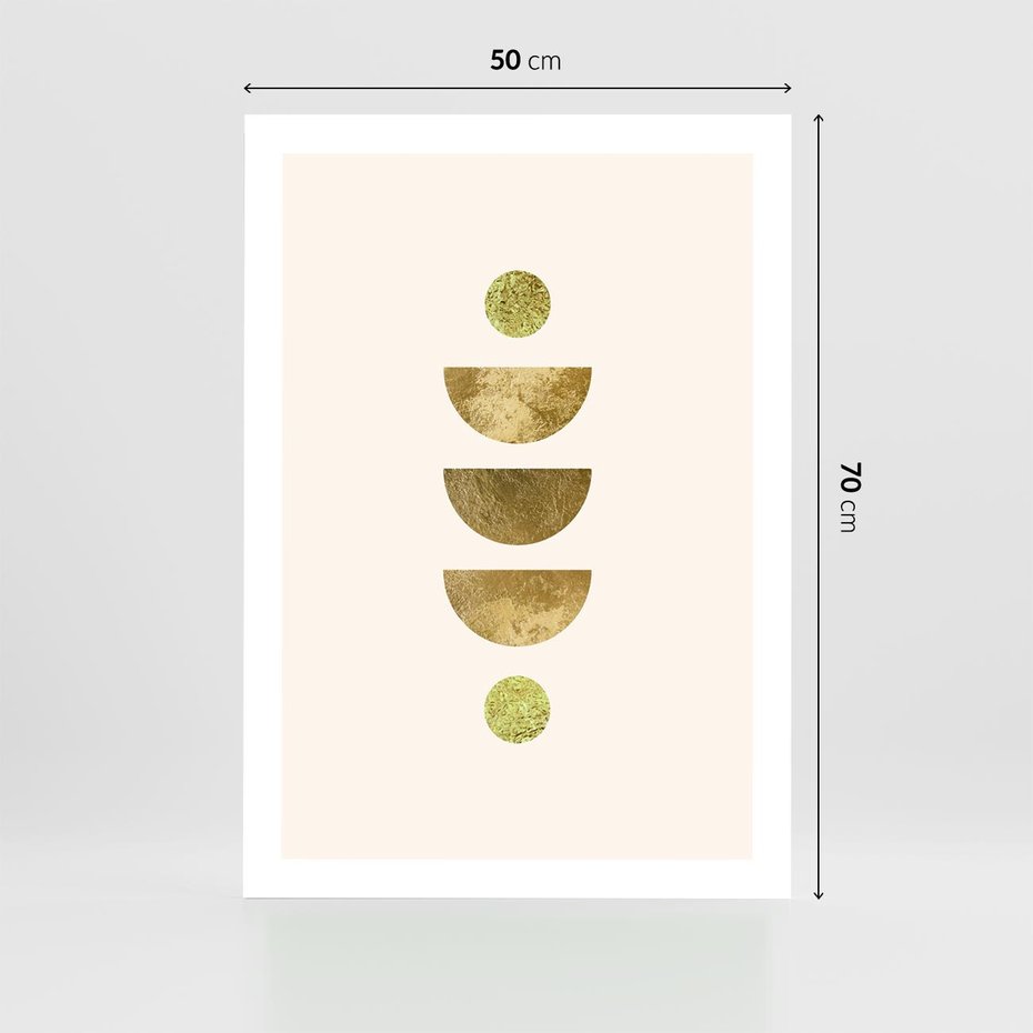 Plakat bez ramy 50x70 - Harmonijne Odbicia - geometryczne złote kształty, tekstura