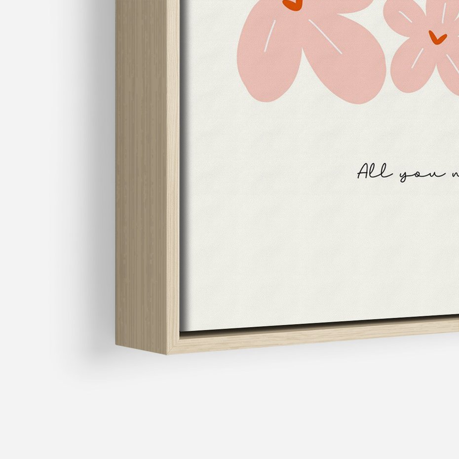 Obraz w ramie 80x120 - Miłość w Kompozycji - grafika, kompozycja kwiaty i serca - rama drewno