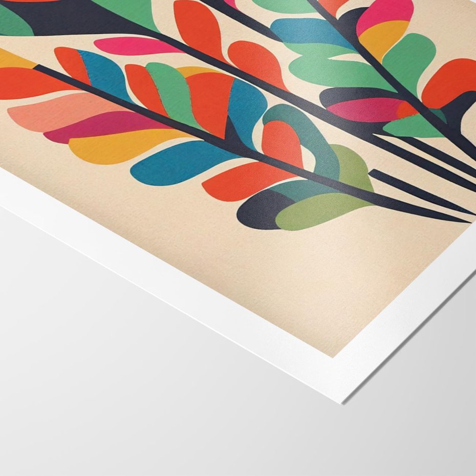 Plakat bez ramy 21x30 - Symfonia Wzrokowych Impresji - abstrakcyjny kolorowy tęczowy obraz, inspiracje roślinne