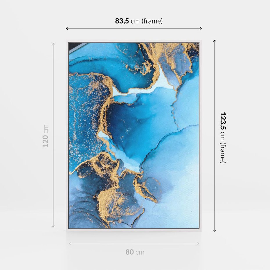 Obraz w ramie 80x120 - Elegancja i Wyrafinowanie - marmur, złoto - rama biała