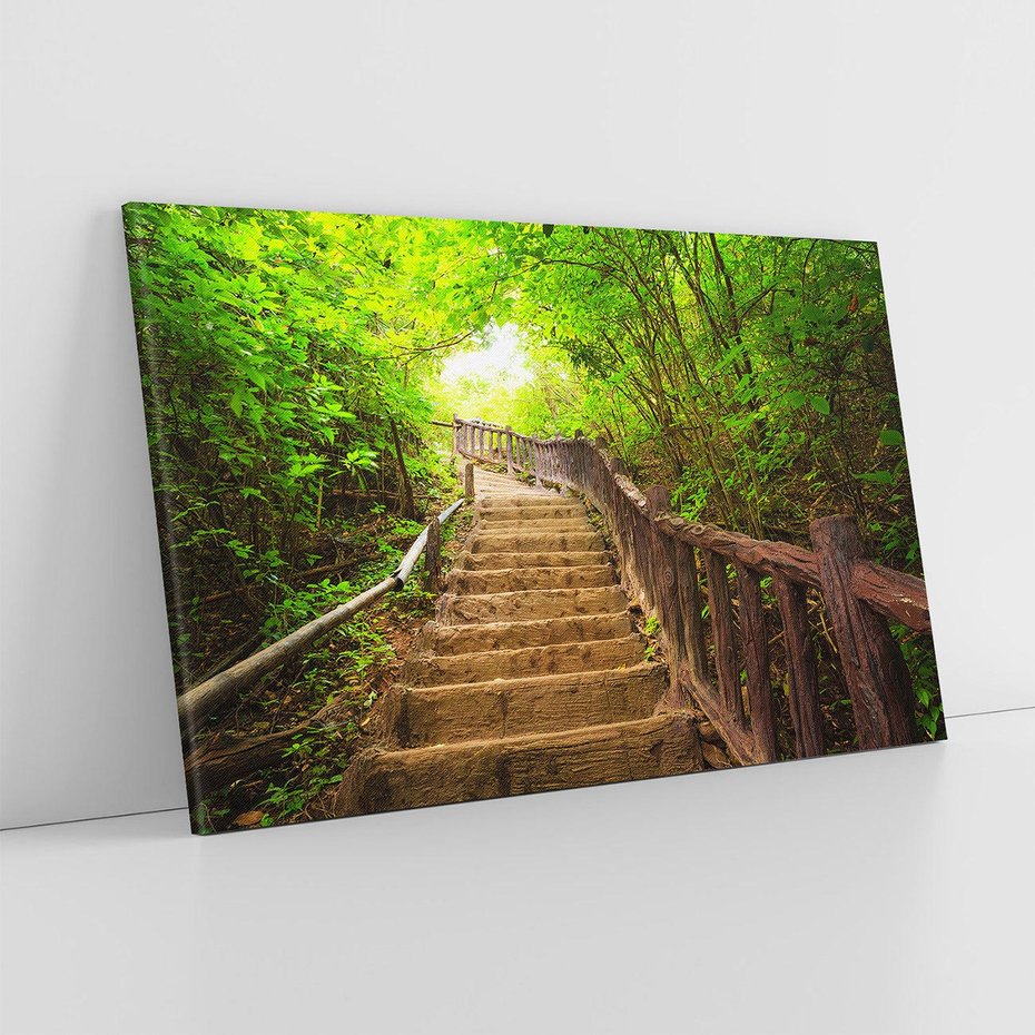 Obraz na płótnie 100x70 - Magiczne schody w lesie - schody, las