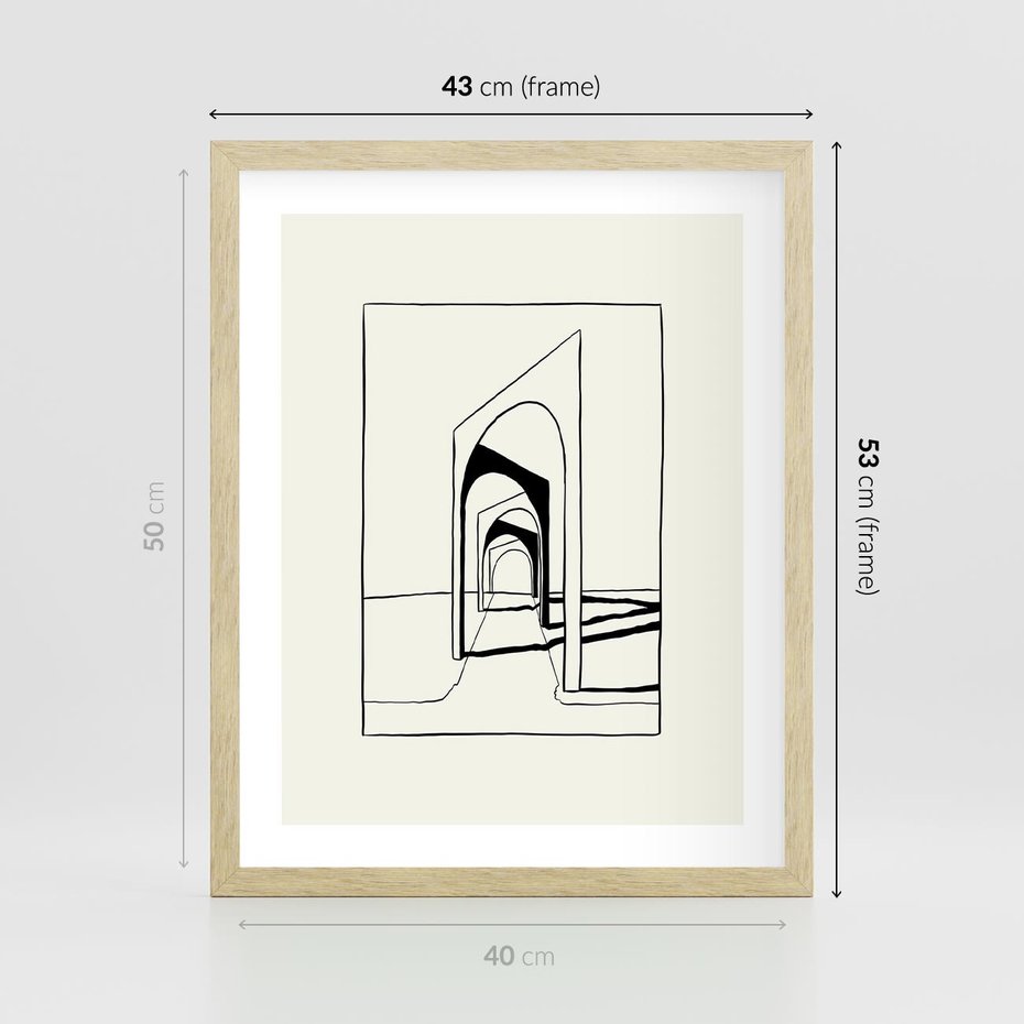 Plakat w ramie 40x50 - Poezja światła i cienia - nowoczesna sztuka, minimalistyczny styl - rama drewno