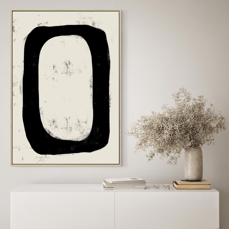 Obraz w ramie 80x120 - Wnętrza Kształtów - abstrakcja, minimalizm - rama drewno