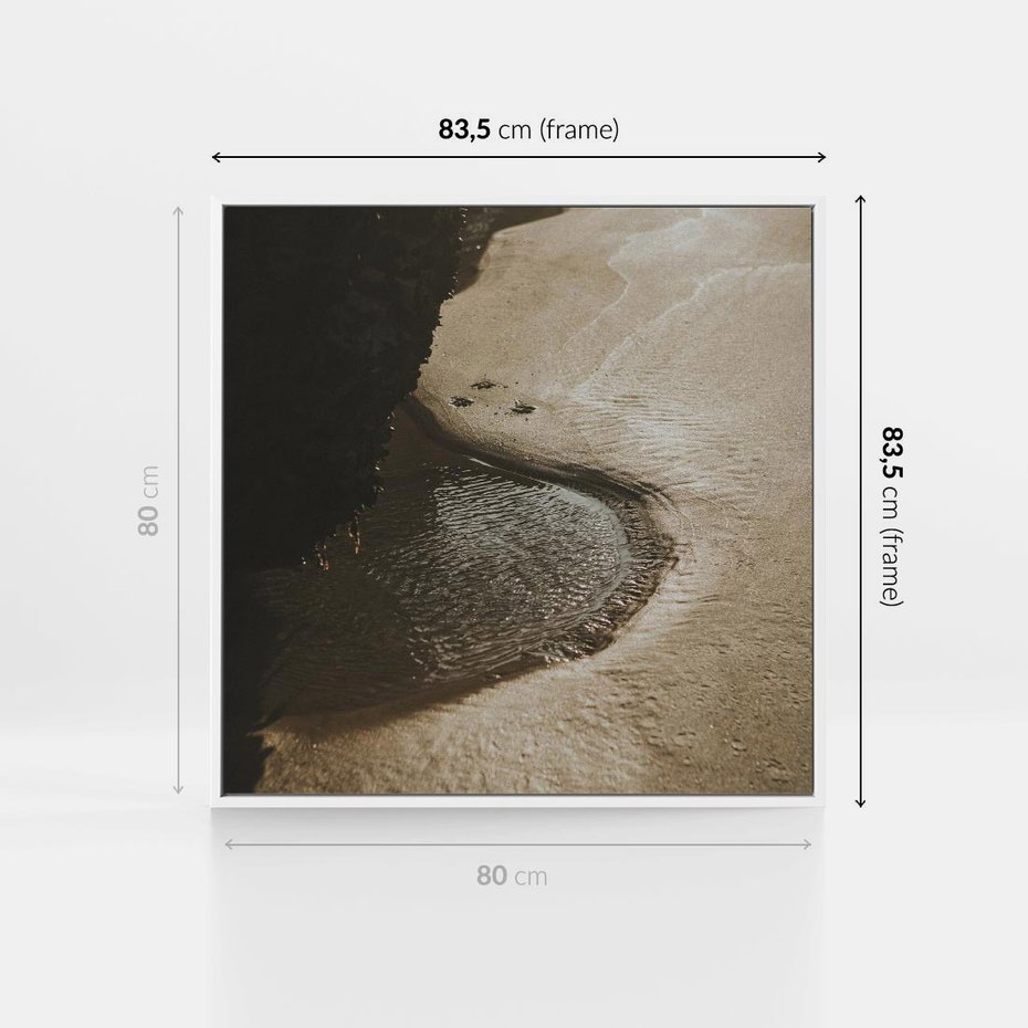 Obraz w ramie 80x80 - Relaksujący Raj - plaża, morze - rama biała