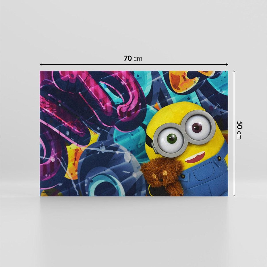 Obraz na płótnie 70x50 - Świat minionków w graffiti - minionek, graffiti