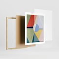 Plakat w ramie 40x50 - Taniec Subtelnych Odbić - abstrakcyjne geometryczne kształty, olejny obraz - rama drewno