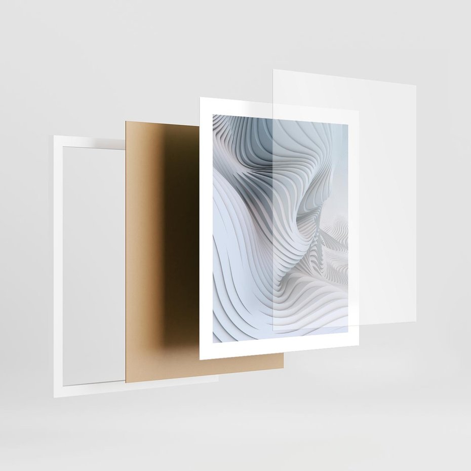 Plakat w ramie 40x50 - Abstrakcyjne Przestrzenie - geometria, 3D - rama biała