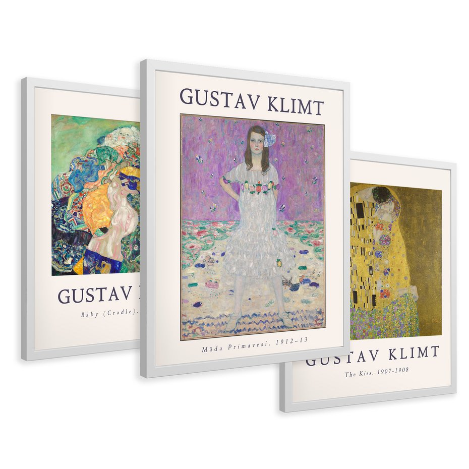 Zestaw obrazy w ramie 30x40 galeria - Gustav, Klimt, reprodukcje - rama biała