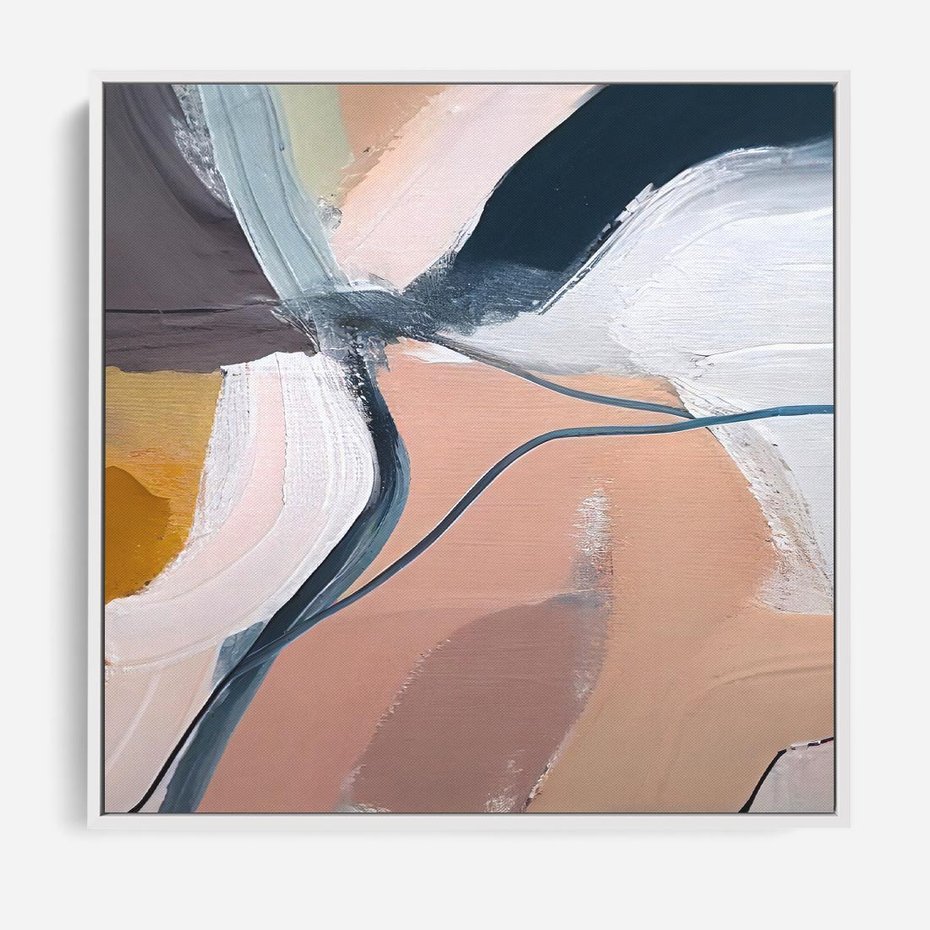 Obraz w ramie 50x50 - Ścieżki Emocji - abstrakcja, farby olejne - rama biała