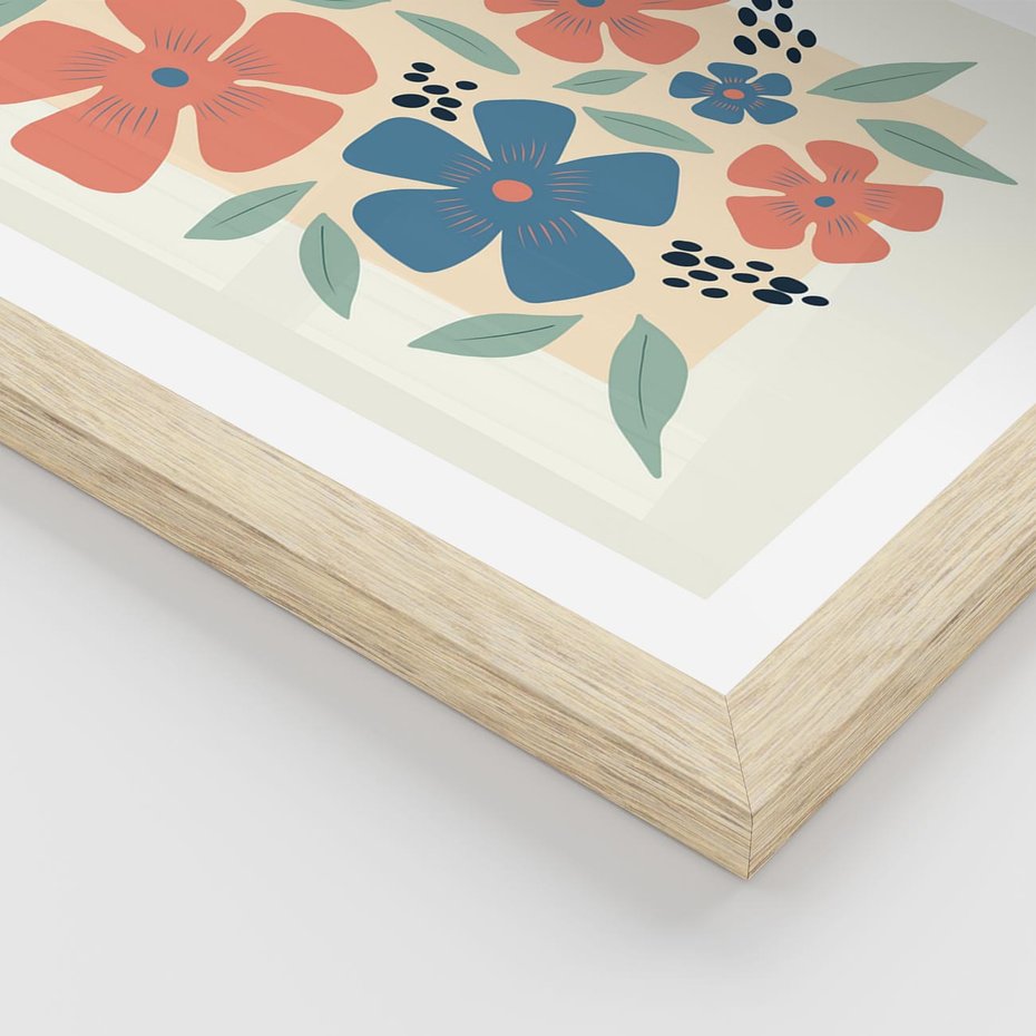 Plakat w ramie 30x40 - Kolorowe Pasmo - kwiaty, nowoczesna abstrakcja - rama drewno