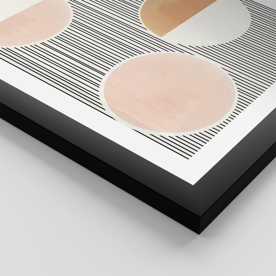 Plakat w ramie 30x40 - Przenikające Kształty - abstrkacyjna nowoczesna sztuka, koła okręgi - rama czarna