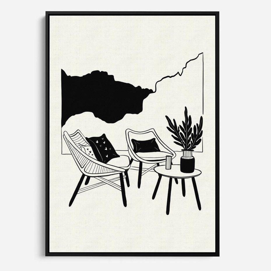 Obraz w ramie 50x70 - Boho Elegancja - boho wnętrze, salon - rama czarna