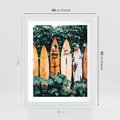Plakat w ramie 40x50 - Surfowanie w Harmonii z Naturą - deski surfingowe, oparte o rośliny - rama biała