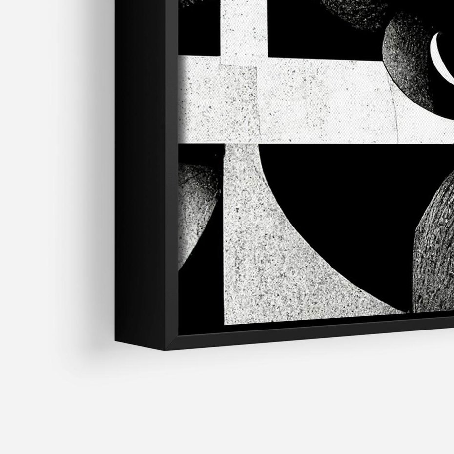 Obraz w ramie 100x70 - Harmonia świateł i cieni - abstrakcja czarno biała, geometria - rama czarna