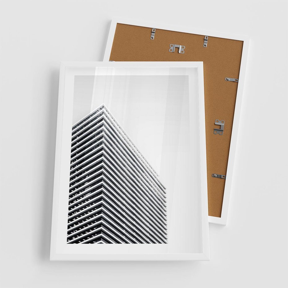 Plakat w ramie 50x70 - Wzorce Wysokości - architektura, wysoki wieżowiec - rama biała