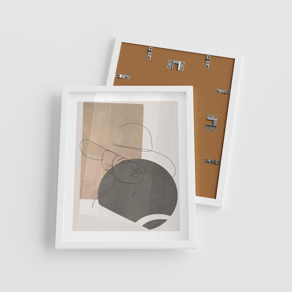 Plakat w ramie 40x50 - Geometryczna Elegancja: One Line - geometria, nowoczesna sztuka - rama biała