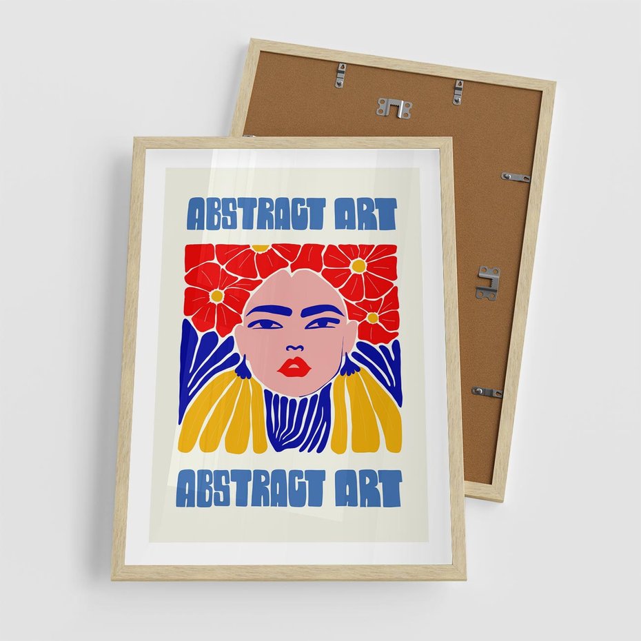 Plakat w ramie 50x70 - Przenikające Refleksje - sztuka abstrakcyjna, nowoczesny plakat - rama drewno