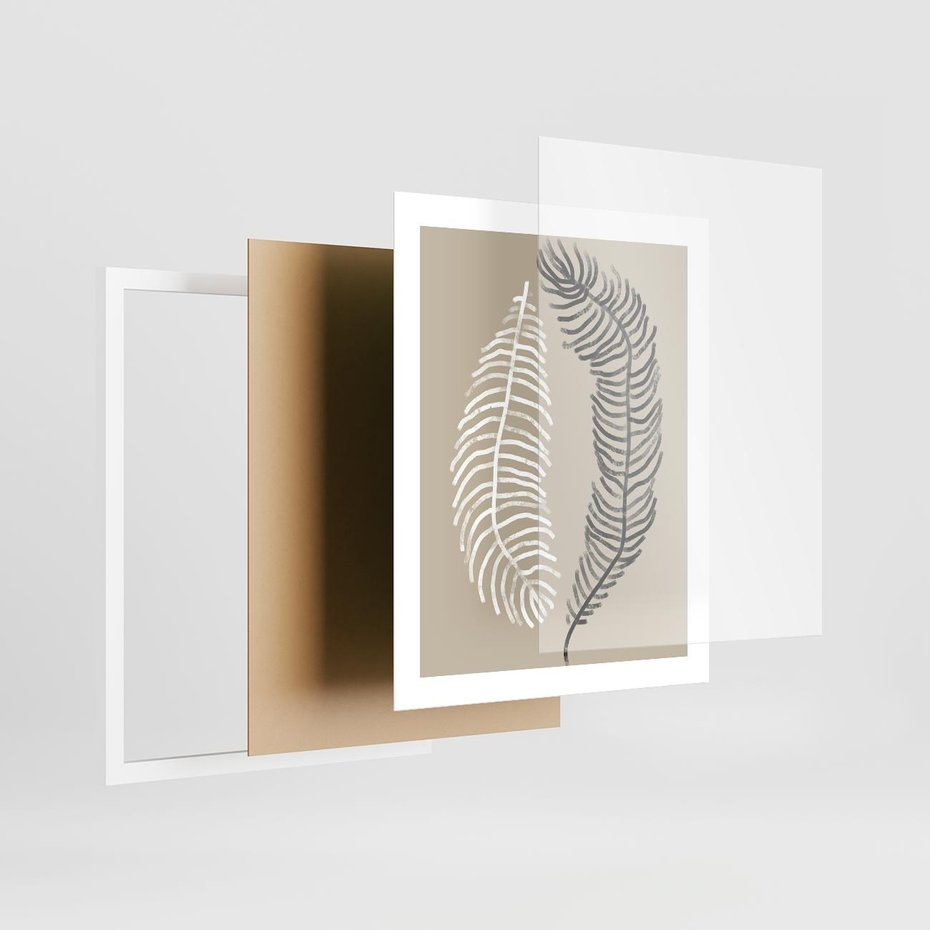 Plakat w ramie 40x50 - Spleciona Harmonia - sztuka nowoczesna, białe i czarne pióro - rama biała