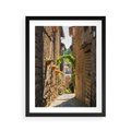 Plakat w ramie 40x50 - Włoska uliczka w perspektywie - Włochy, uliczka - rama czarna