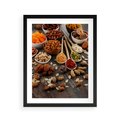 Plakat w ramie 40x50 - Szlachetne smaki kuchni - nasiona, bakalie - rama czarna