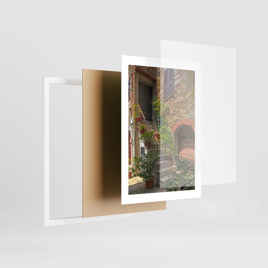 Plakat w ramie 30x40 - Wznies się na wyżyny - schody, perspektywa - rama biała