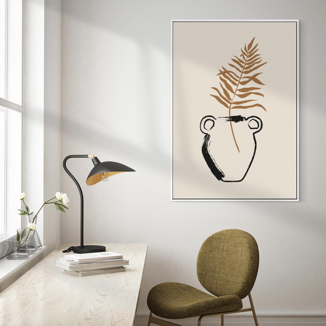 Obraz w ramie 80x120 - Wewnętrzne Opowieści - boho, nowoczesna sztuka - rama biała