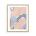 Plakat w ramie 40x50 - Przenikanie Niecodziennych Form - abstrakcyjne akwarelowe plamy, pastele - rama drewno