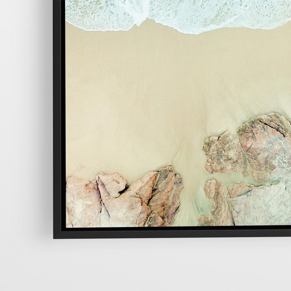 Obraz w ramie 50x50 - Turkusowe Skrzydła - morze, plaża - rama czarna