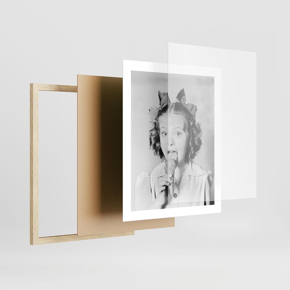 Plakat w ramie 40x50 - Pyszny Deser - retro zdjęcie, czarno białe - rama drewno